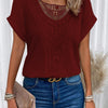 T-shirt a maniche corte taglie forti con patchwork di pizzo traforato, sito indipendente, transfrontaliero