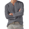 Cotton Linen Men's Long Sleeve V-neck Casual Beach Linen Shirt Fashion Leisure Men's Clothing Casual And Breathable Shirt
