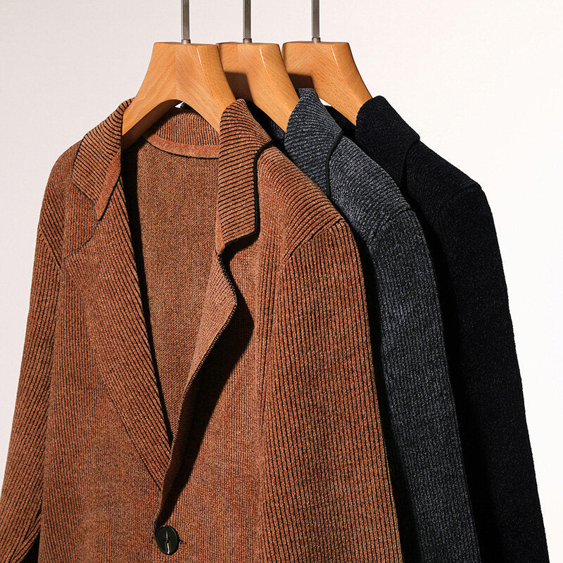 Cardigan da uomo in tinta unita, giacca lavorata a maglia