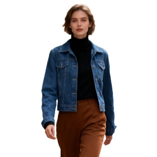 Giacca di jeans lavato da donna blu, vestibilità slim
