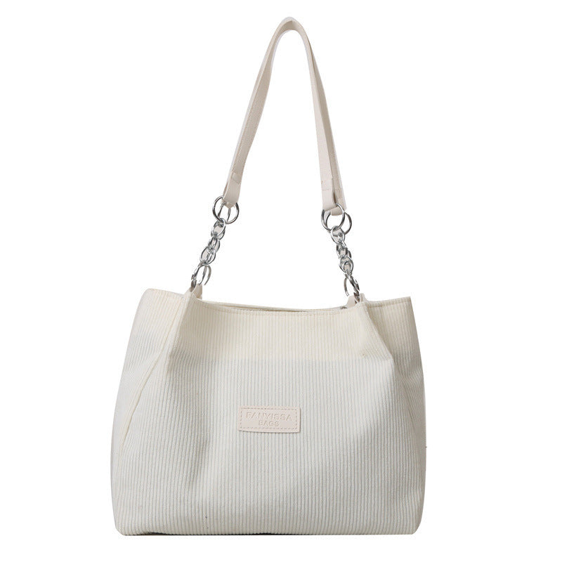 Nuova borsa a tracolla monospalla in velluto a coste di grande capacità per le donne