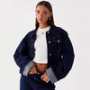 Giacca di jeans casual con colletto rovesciato e maniche lunghe