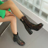 Sequined Thick High Heel Side Zipper Chunky Heel Ankle Boots