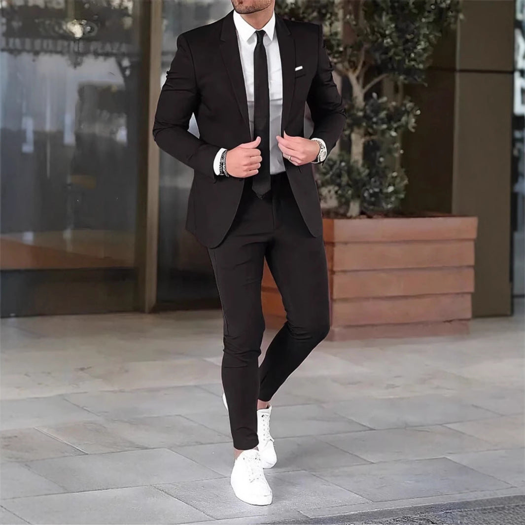 Pantaloni del tailleur cappotto slim-fit tinta unita due pezzi