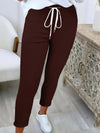Women's Solid Color Versatile Casual Trousers With Belt And Slim Cuffs