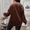 Casual Retro Style Velvet Loose Lapels Solid Color Plus Size Shirt