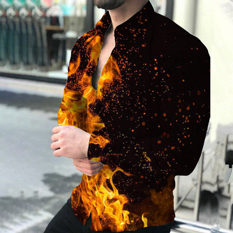 Men's Long Sleeve 3D Digital Printing Shirt