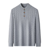 Half-height Henry Collar Button Twisted Sweater Thick Fashion Men's Knitwear