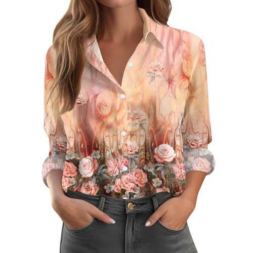 Womens Floral Polka-Dot Bush Print Long-Sleeve Shirt