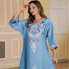 Elegant Floral Print Long Sleeve Abaya Dress