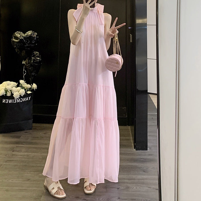 Women's French-style Mesh Halter Strap Dress