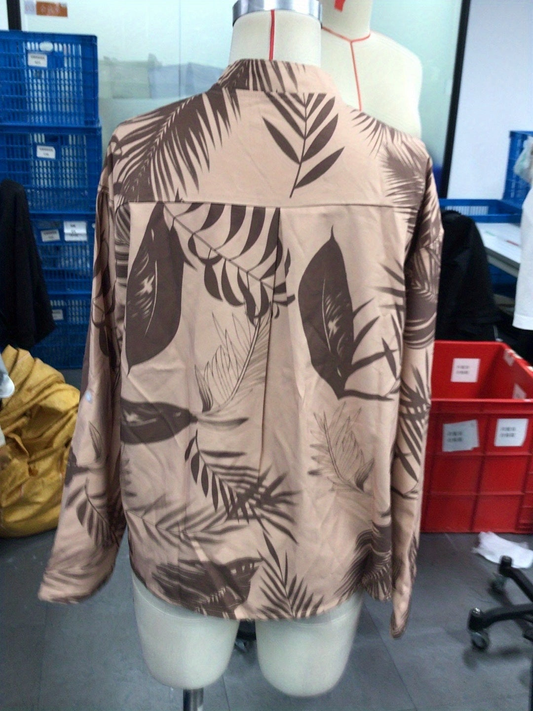 Relaxed-fit Casual Long-sleeve Printed Sequin-pocket Blouse