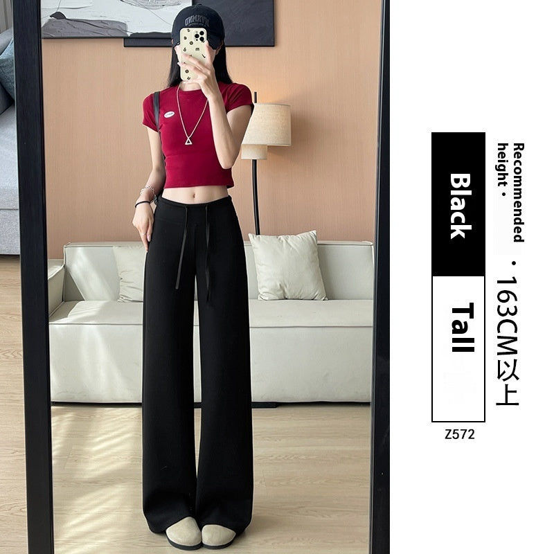 Women's High Waist Slimming And Straight Draping Casual Wide Leg Sweatpants