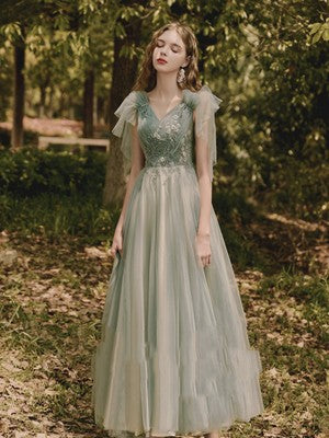 Damigella d'onore Gonna lunga Abito da sposa femminile Ospite Riunione annuale Cena Verde