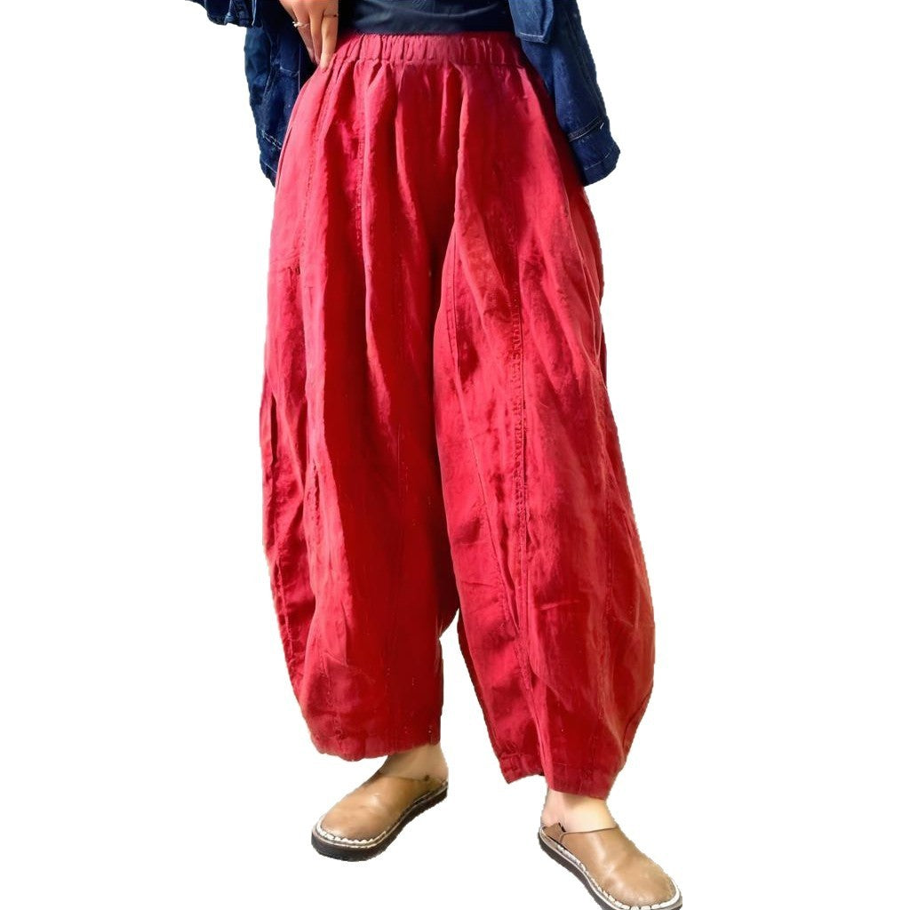 Temperament Pure Color Cotton And Linen Casual Trousers Harem Pants