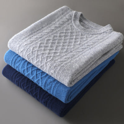 All-matching Seven-needle Thickened Twisted Round Neck Men's Sweater