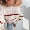 Sexy Off-the-shoulder Loose Striped Women's Sweater