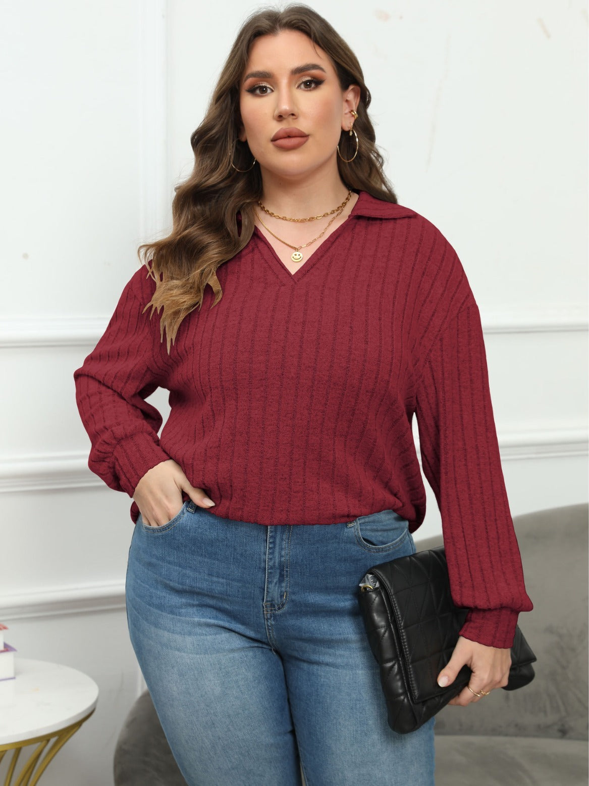 Women's Plus Size Polo Collar Bottoming Shirt
