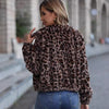 Women's Autumn And Winter Loose Long-sleeve Zipper Leopard Print Plush Coat
