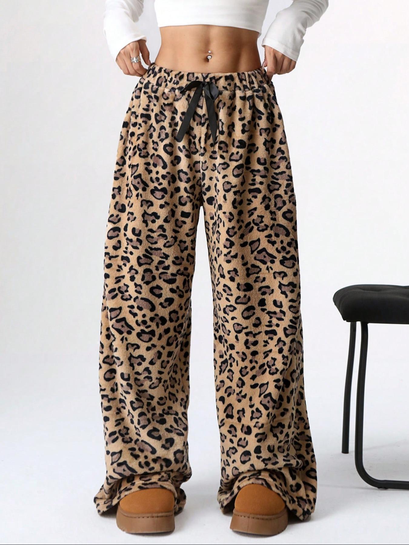 Casual Leopard Print Wide-leg Pants