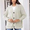 Cardigan con scollo a V, tasche larghe con bottoni, maglione transfrontaliero