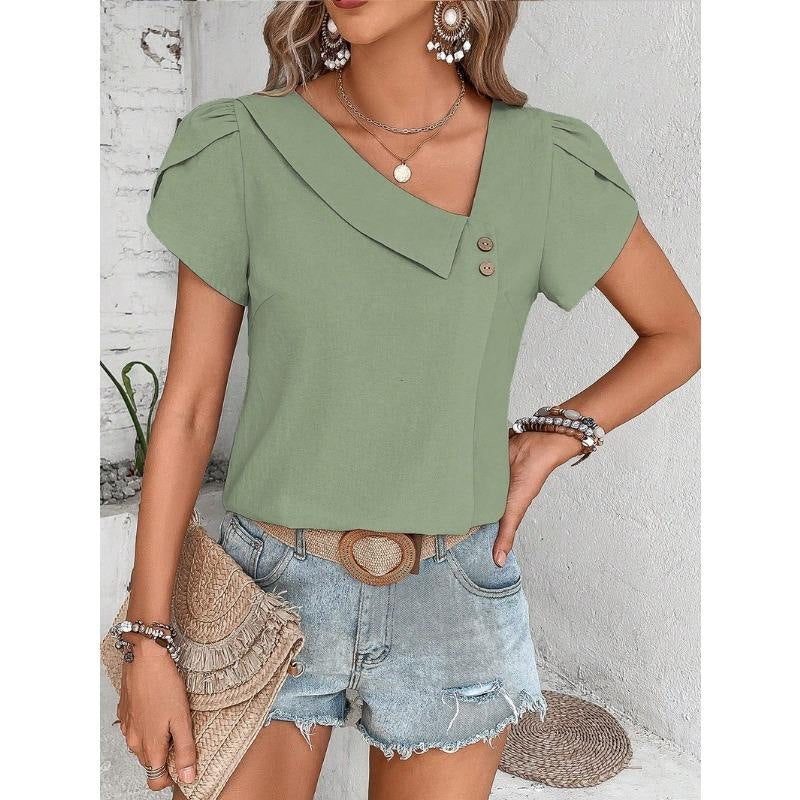 Top a maglia a maniche corte casual da donna slim-fit