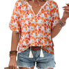 Bohemian Casual V-neck Short-sleeve Printed Blouse