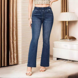 Women's High Stretch Jeans Slim Fit Hip Raise Bootcut Trousers