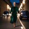 Women's Fashion Elegant Gold Velvet Waist-tight Batwing Sleeve Dress