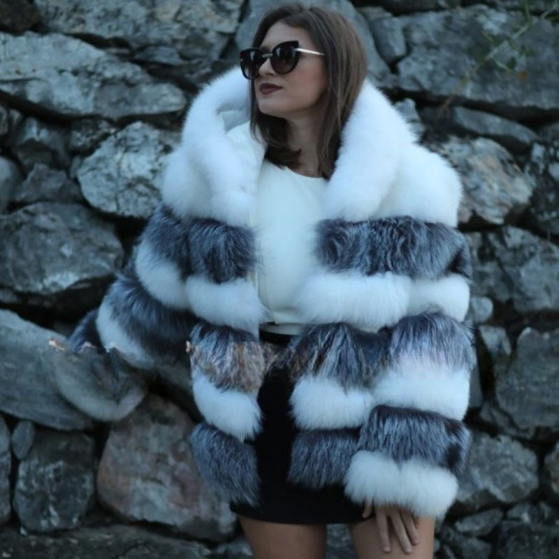 Fashion Loose Fur Hooded Women's Coat