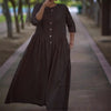 Womens Cotton-Linen Swing Midi Dress