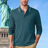 Men's Casual Jacquard Polo Shirt Quick-dry Breathable Long Sleeve