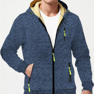 Giacca con cappuccio in jacquard casual e sportiva da uomo spessa