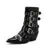 Autumn And Winter Pointed Knight Women's Boots Plus Size Punk Belt Buckle Booties
