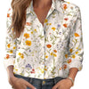 Womens 3D-printed Floral Loose-fit Blouse