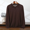 Men's Thin Worsted Pure Wool Sweater POLO Lapel Shirt