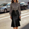 Retro Stand-Up Collar Fashion Commuter Printed Top