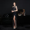 Abito da sera elegante, lungo, sottile, sexy, per sposa
