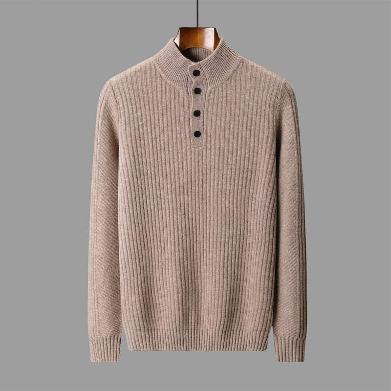 New Half Turtleneck Button Sweater For Men