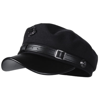 Woolen Flat Top American Retro Octagonal Hat Women