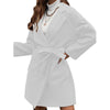 Minimalist Long Sleeve Lapel Button Split Belt Coat