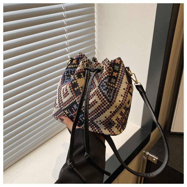 Borsa a secchiello retrò da tenere a mano, borsa a mano personalizzata per il tempo libero