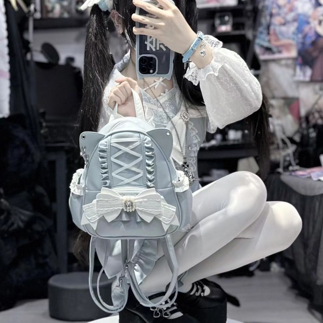 Zaino giapponese con orecchie di gatto e pizzo