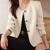 Giacca casual corta da donna con scollo rotondo