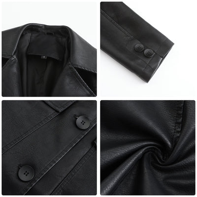 Long Leather Trench Coat Fashionable Outerwear For Women