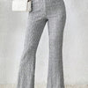 Solid Color Knitted Jacquard Flared Women's Trousers