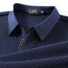 Vertical Texture Button Access Control Collar T-shirt