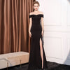 Abito da donna elegante con spalle scoperte, vestibilità slim, per banchetti, con coda di pesce lunga
