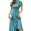 Dress With A High Slit And Sleeves