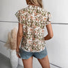 Top da donna con scollo a V, maniche corte a volant